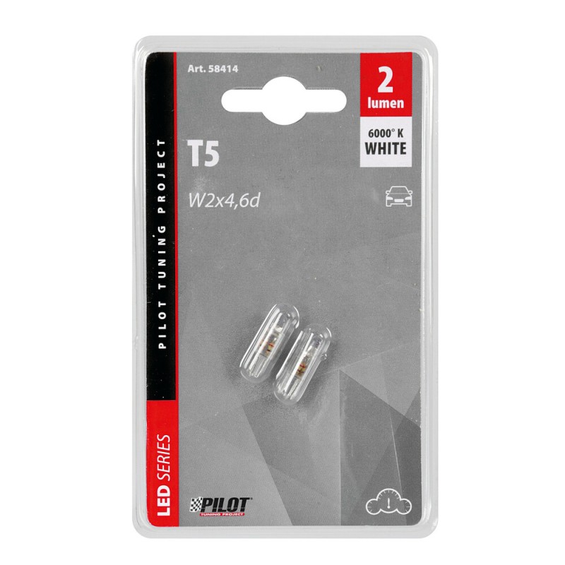 Żarówka Dioda T5 W2x4,6d 12V biała 2 sztuki