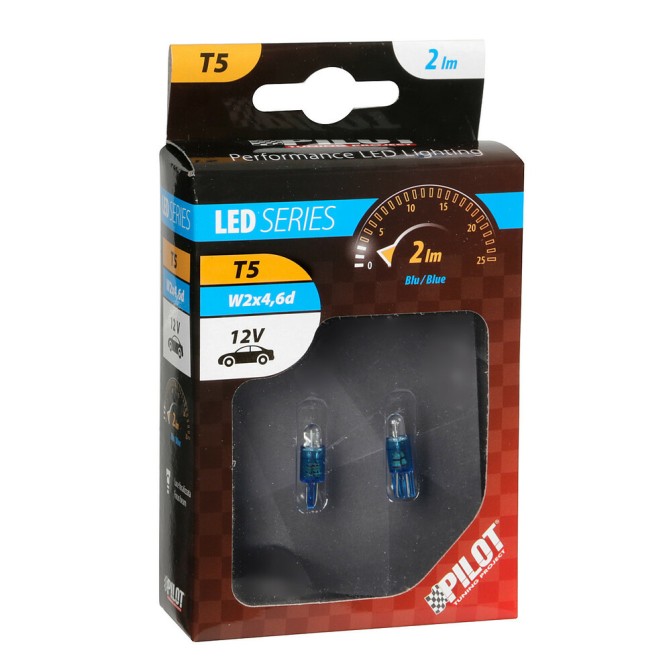 Żarówka Dioda T5 W2x4,6d 12V niebieska 2 sztuki