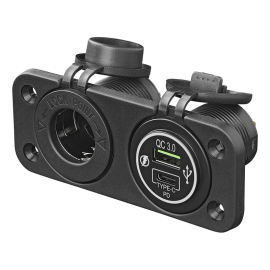 Ładowarka samochodowa gniazdo 12 V + USB typ C podwójna 3 A