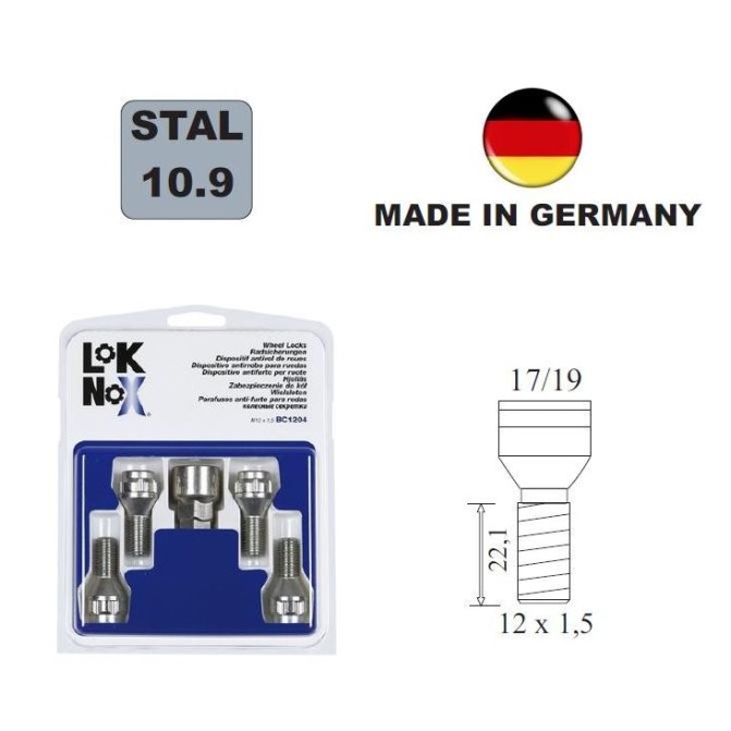 Śruby zab. LOK NOX 12x1,5x22,1 stożek 60