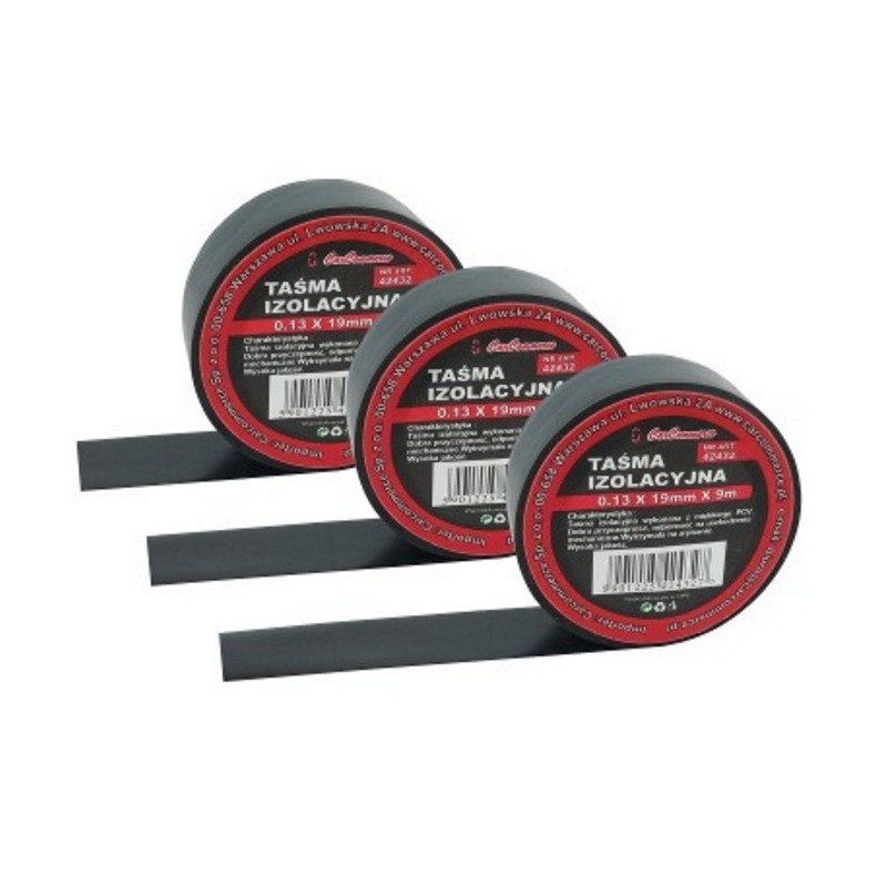 Taśma PCV izolacyjna czarna 19mm x10m