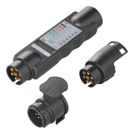 Tester gniazda przyczepki 7 pinów 12V, 2 adaptery