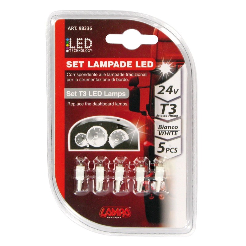 Dioda T3 W2x4,6d 3mm 24V 5 szt biała