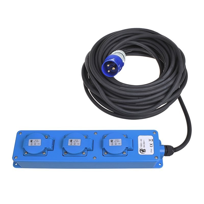 Przedłużacz 20m Gniazdo 3- drożne CEE  2xSchuko + 1x2-USB