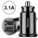 Baseus mini ładowarka samochodwa szybka 2xUSB 3.1A