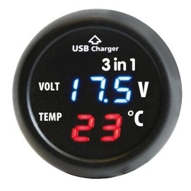 Woltomierz 12/24 termometr wewnętrzny ładowarka USB tester
