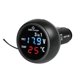 Woltomierz 12/24 termometr wewnętrzny ładowarka USB tester